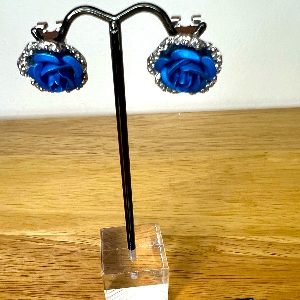 Blue Rose Studded Earrings
